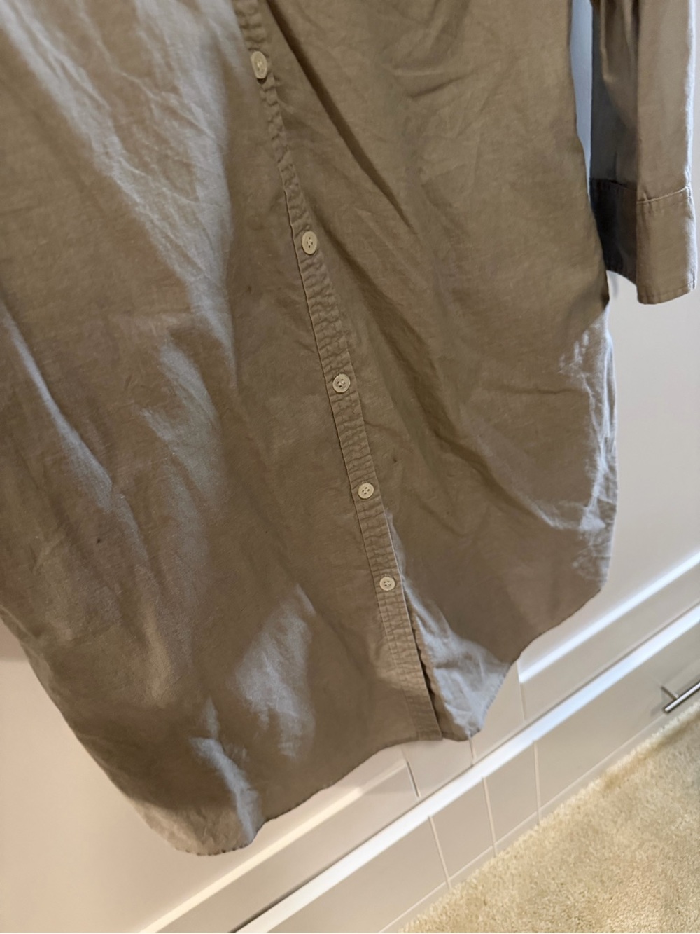 Theory Olive-Green Button-Front Shirt Dress - Picture 7 of 9